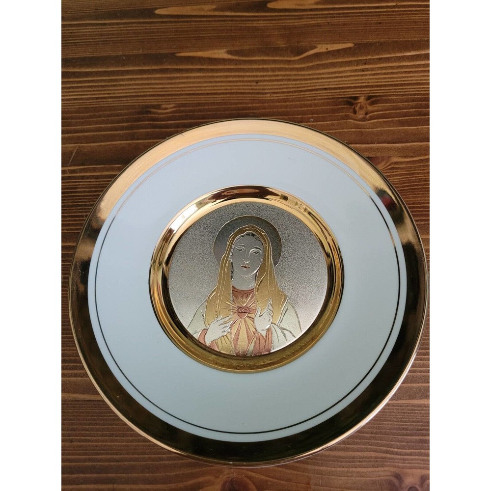 Chokin Art Collection 24kt. Gold rimmed 6" plate Sacred Heart of Mary